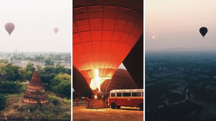 Survol des temples de Bagan en&nbsp;montgolfière